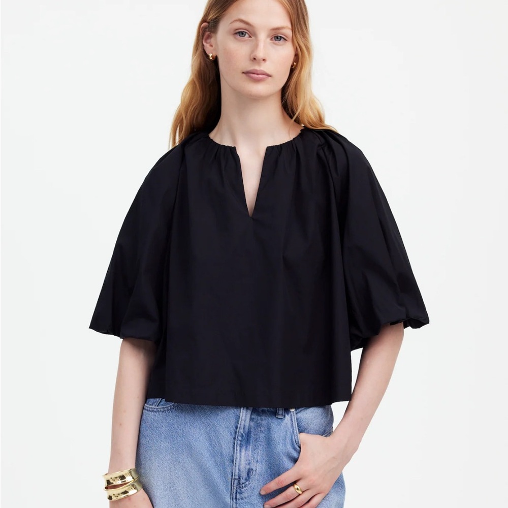 NWT Madewell Bubble-Sleeve Top in Poplin.